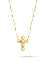 Bubble Cross Necklace | 14K Solid Gold