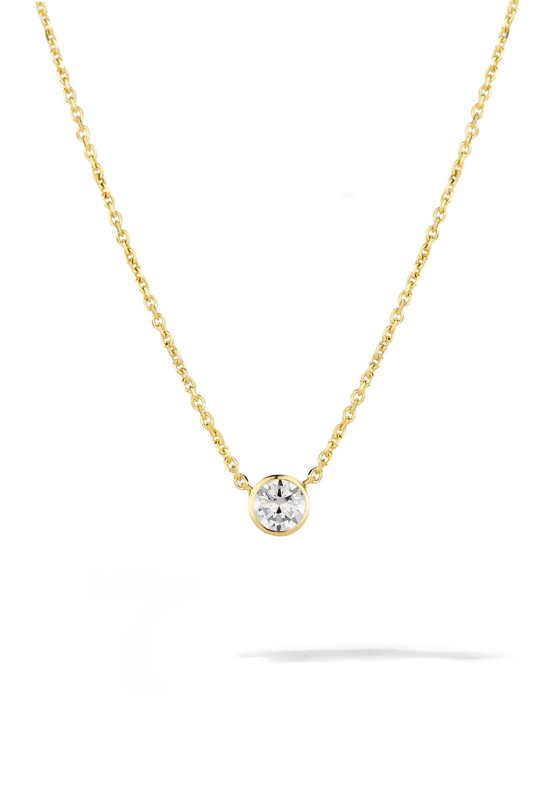 Diamond Bezel Solitaire Necklace | 14K Solid Gold