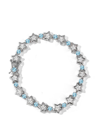 Aquamarine Bezel Star Tennis Bracelet