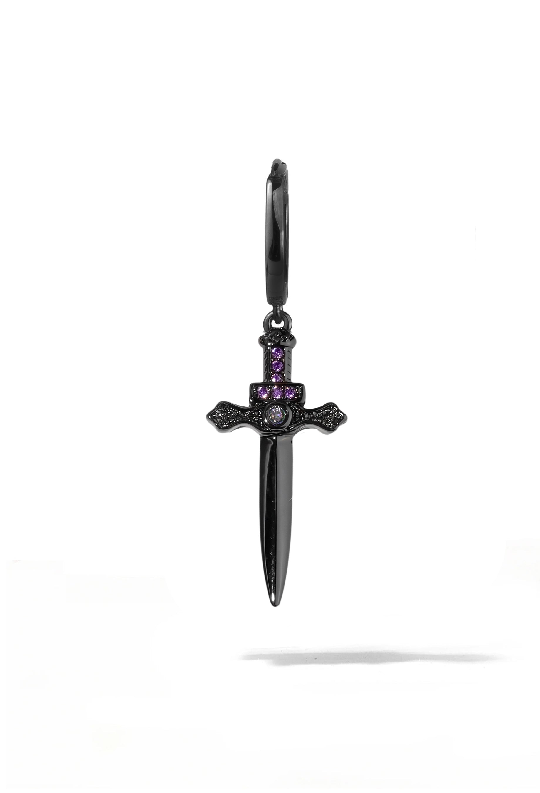 Black Sword Huggie Earring