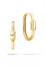 Carabiner Huggie Earrings | 14K Solid Gold