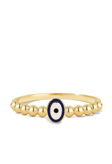 Evil Eye Bead Ring | 14K Solid Gold