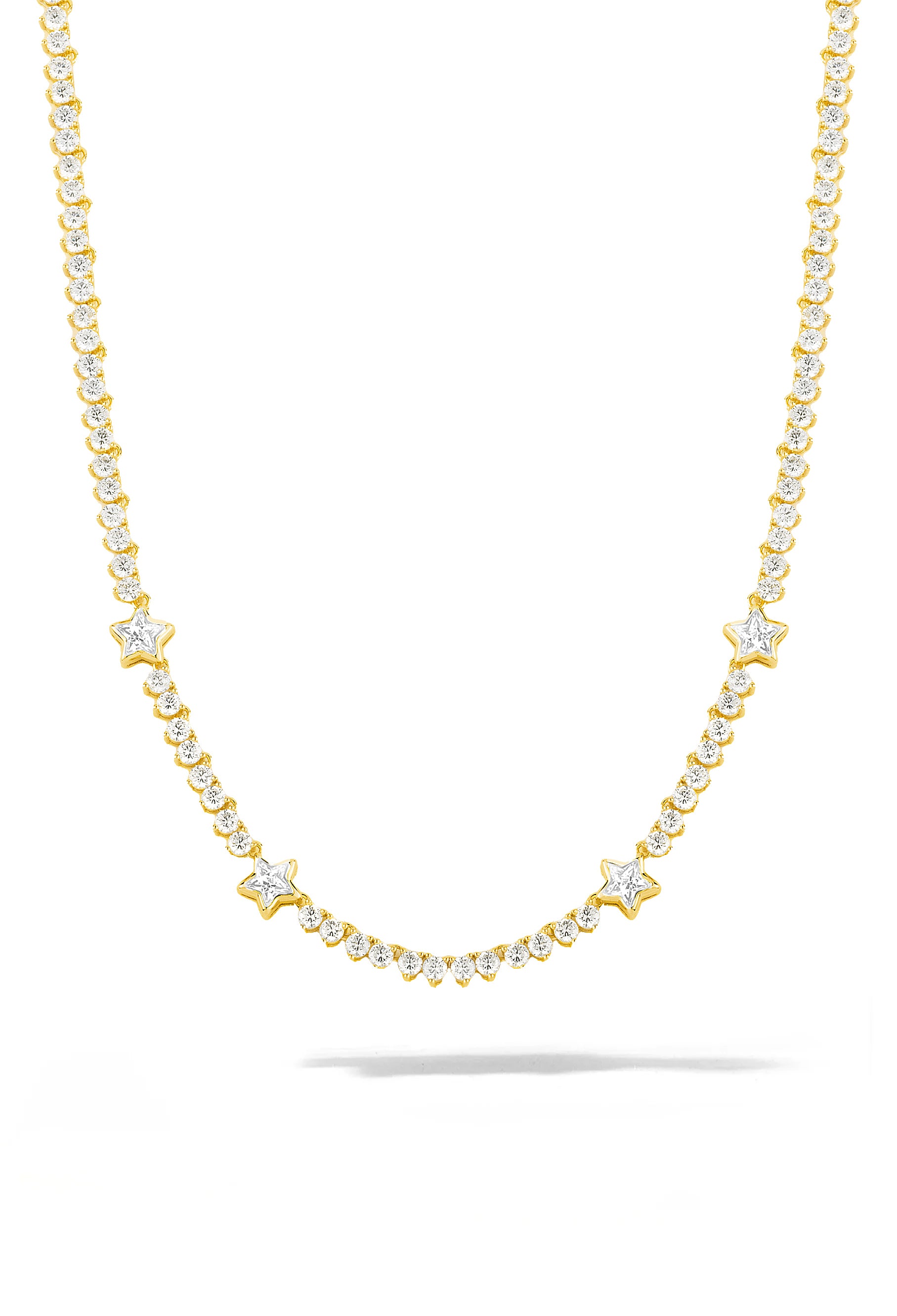 Gold White Star Tennis Necklace