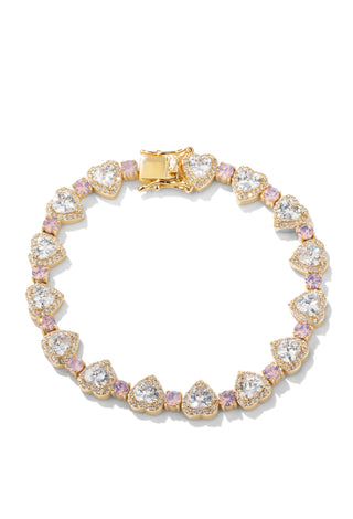 Heart Tennis Bracelet - Gold