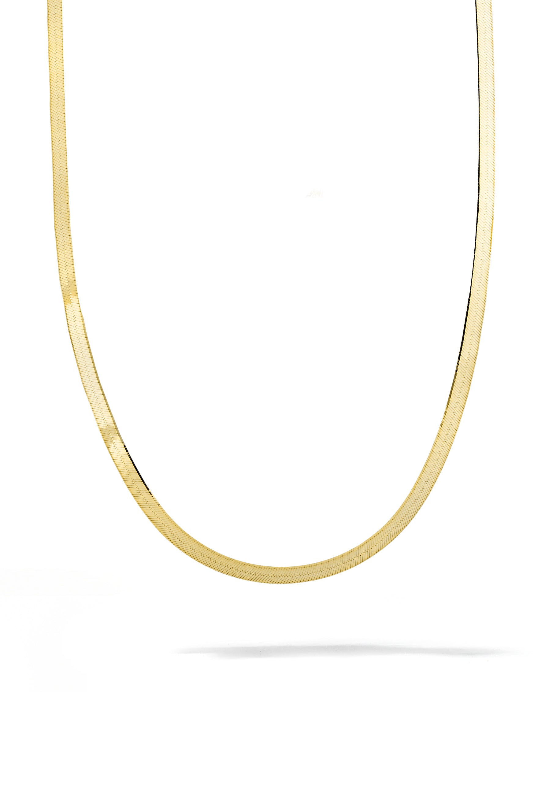 Herringbone Chain Necklace | 14K Solid Gold