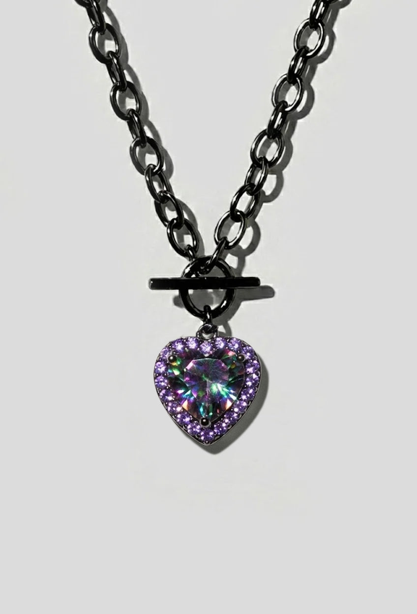Mystic Black Heart Toggle Chain Necklace
