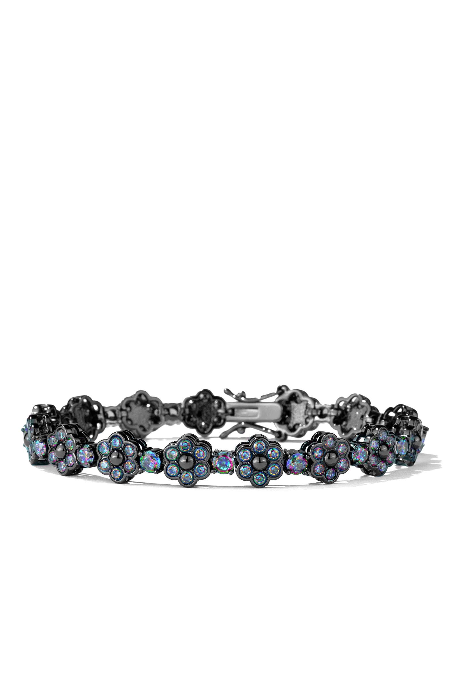 Mystic Topaz Bezel Flower Tennis Bracelet