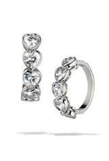 Large Silver Bezel Heart Hoops Earrings