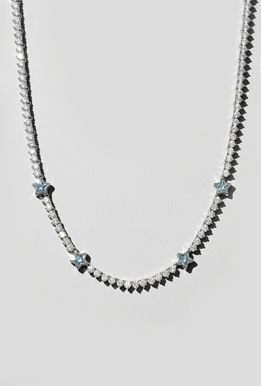 Aquamarine Star Tennis Necklace