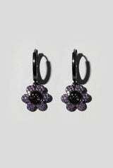 Black Happy Daisy Huggie Earring