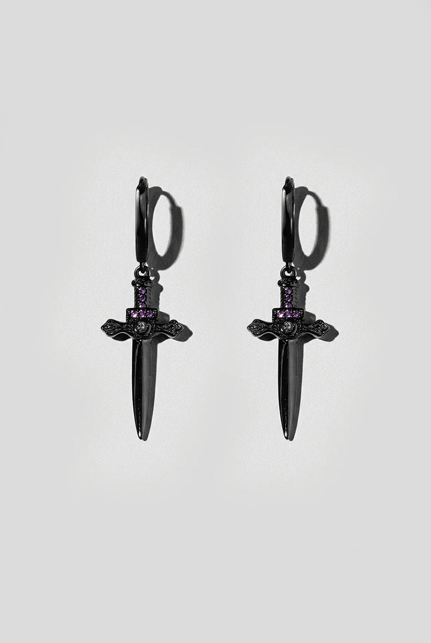 Black Sword Huggie Earring
