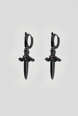 Black Sword Huggie Earring