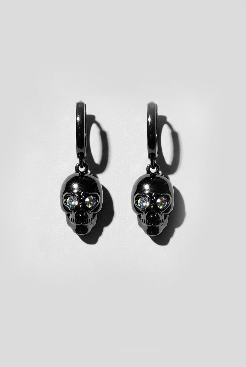 Black Skull Huggie Earring