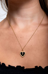 Black Onyx Heart Lock Necklace