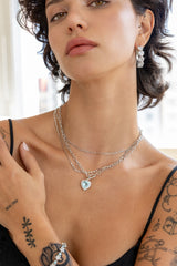 Silver Heart Toggle Chain Necklace