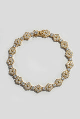Gold Bezel Flower Tennis Bracelet