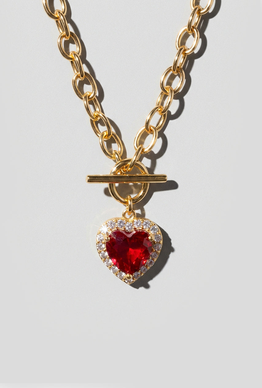 Gold Heart Toggle Chain Necklace