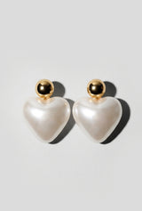 Large Pearl Heart Earrings