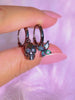Black Butterfly Huggie Earring