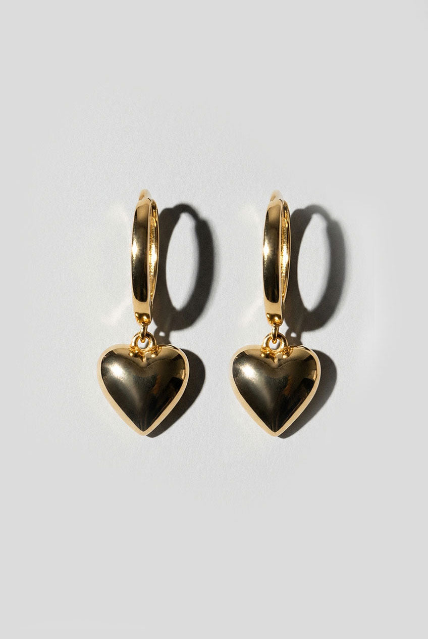 Puffed Heart Huggie Earring