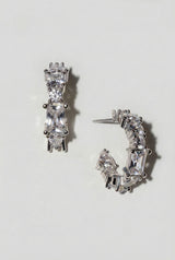Silver Crystal Hoops