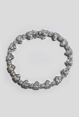 Heart Bezel Tennis Bracelet White Crystals