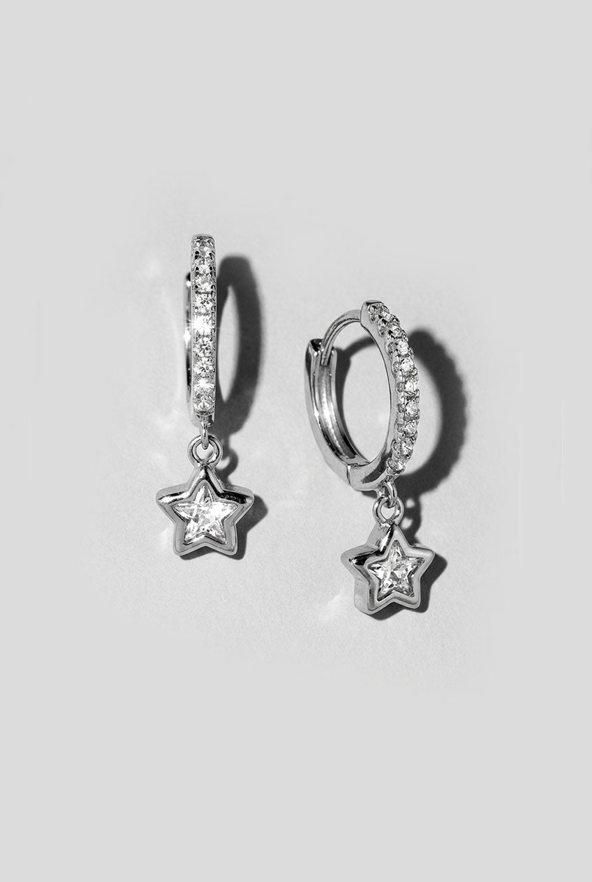 Silver Star Bezel Huggies