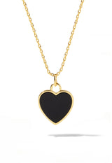 Black Onyx Heart Lock Necklace